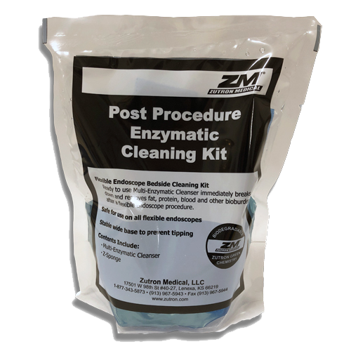 Post Procedure Enzymatic Cleaning Kit – Round Sponge w/ 500 ml Enzymes (Stand Up Pouch)