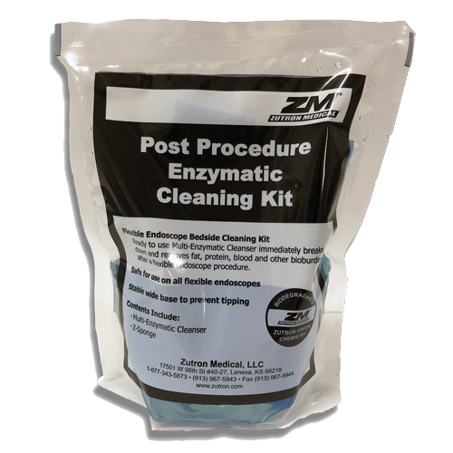 Post Procedure Enzymatic Cleaning Kit – Flat Sponge w/ 500 ml Enzymes (Stand Up Pouch)